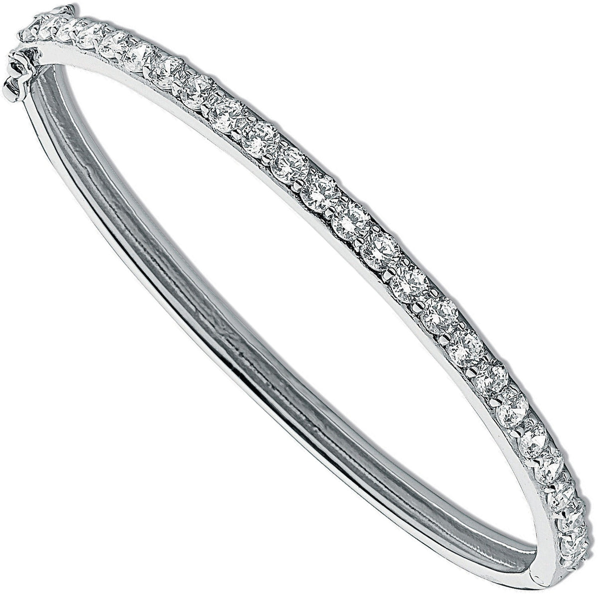 Silver Fancy Cz Hinged Bangle