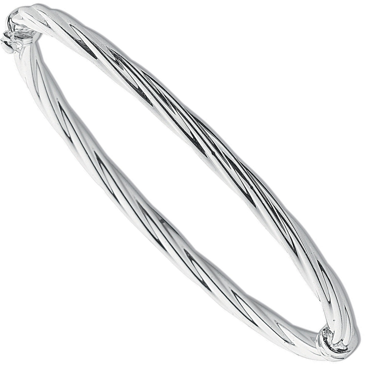 Silver Twisted Hollow Hinged Bangle