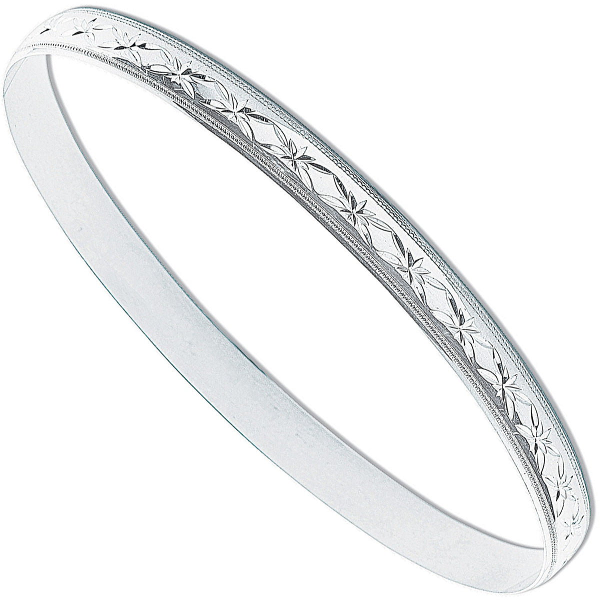 Silver 6mm D/C D-Shaped Slave Bangle