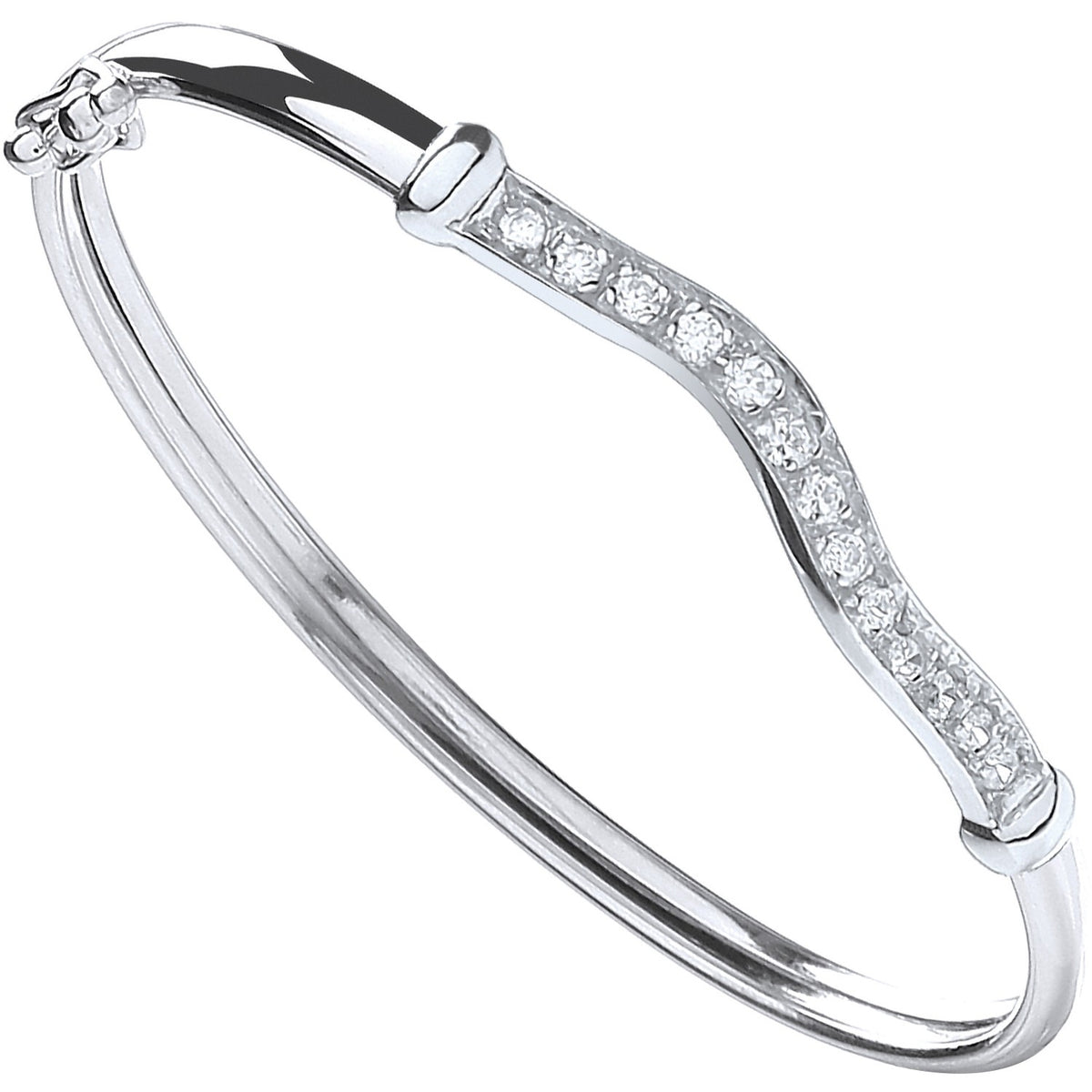 Silver Wavy Top Baby Cz Bangle