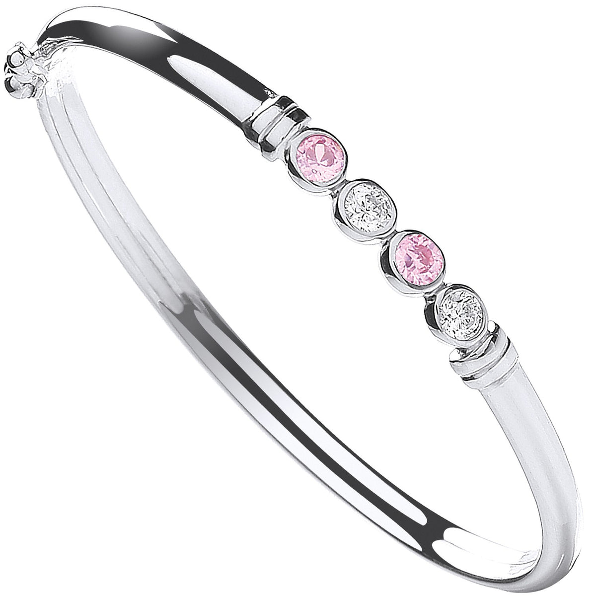 Silver Baby White &amp; Pink Cz Bangle