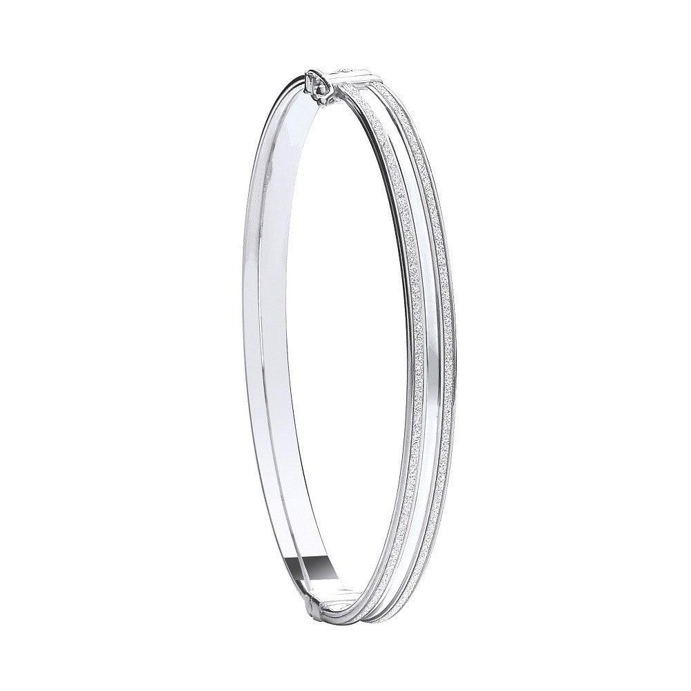 Silver Moondust Hinged Bangle