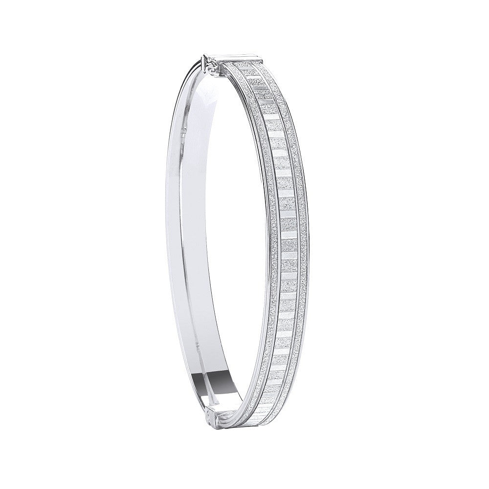 Silver Moondust Stone Illusion Effect Hinged Bangle