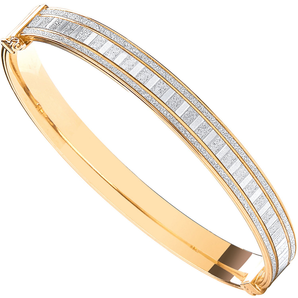 Silver Yellow Moondust Stone Illusion Effect Hinged Bangle