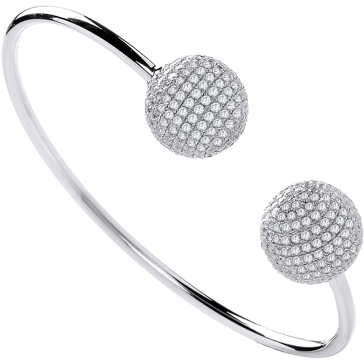 Silver Cz Balls Ladies Bangle