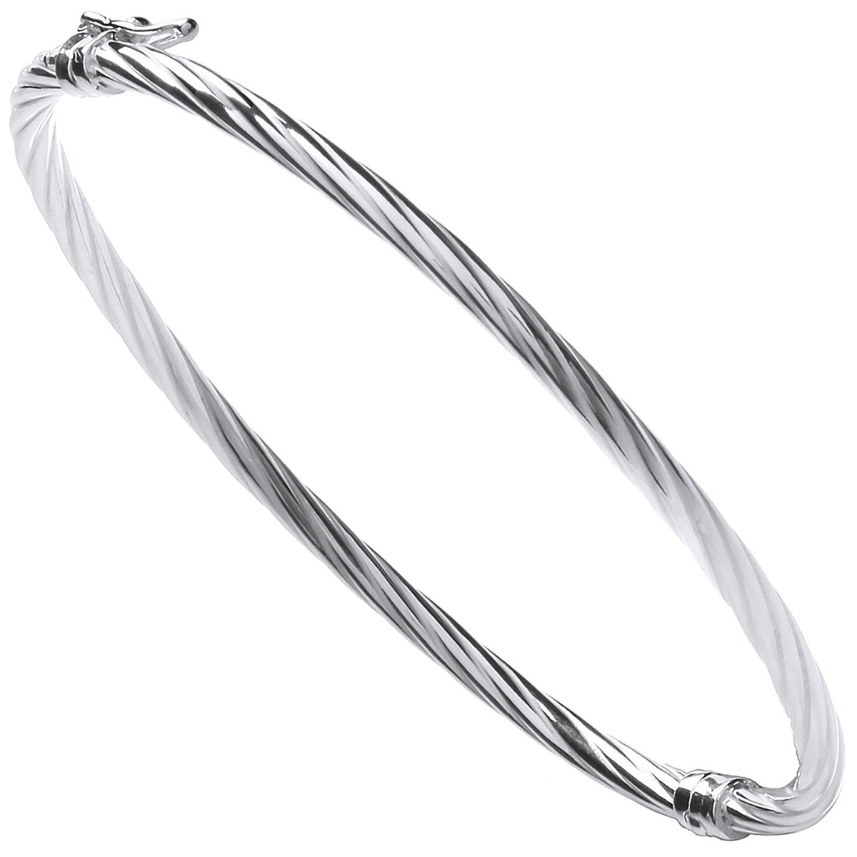 Silver Twisted Hollow Hinged Bangle