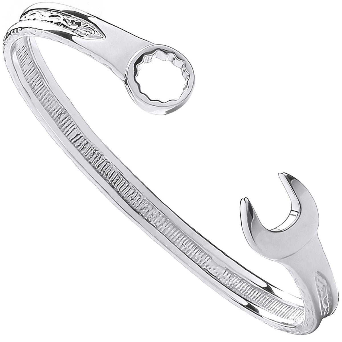 Silver Vintage Design Spanner Gents 7mm Bangle