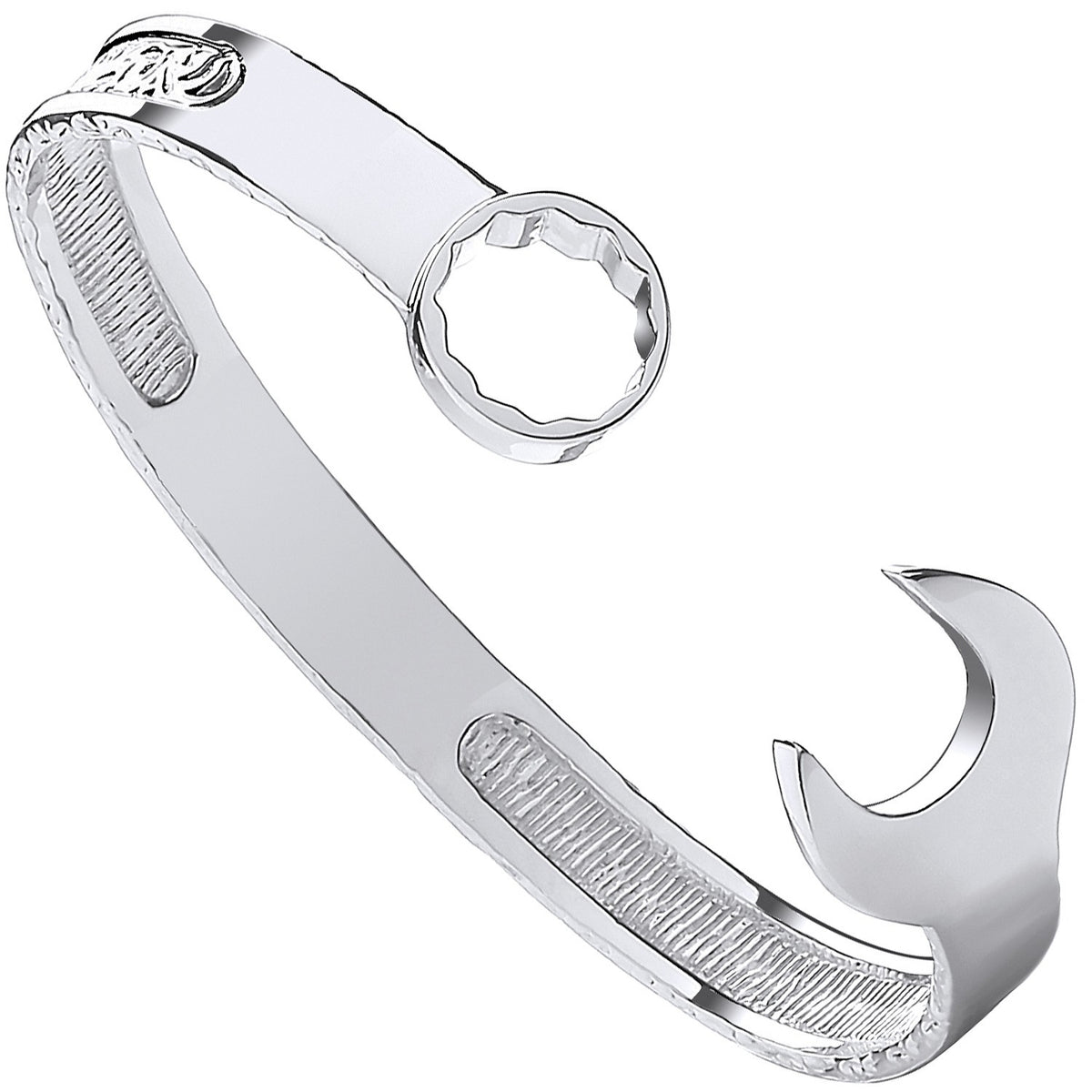 Silver Vintage Design Spanner Gents 9mm Bangle