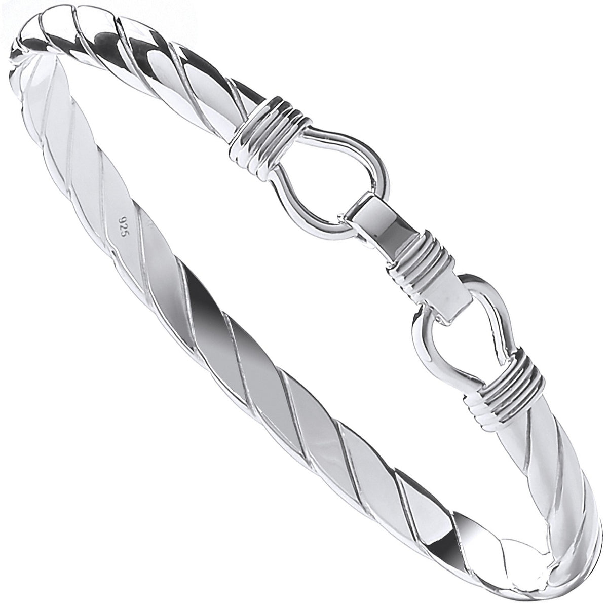 Silver Twist Solid Gents Bangle