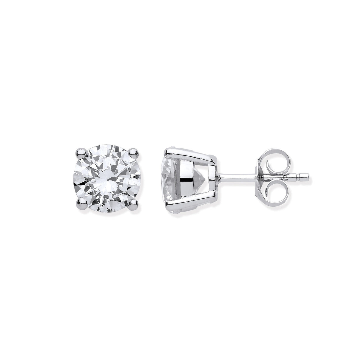 Silver Brilliant Cut Cz 8mm Claw Set Stud