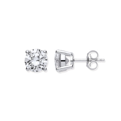 Silver Brilliant Cut Cz 8mm Claw Set Stud