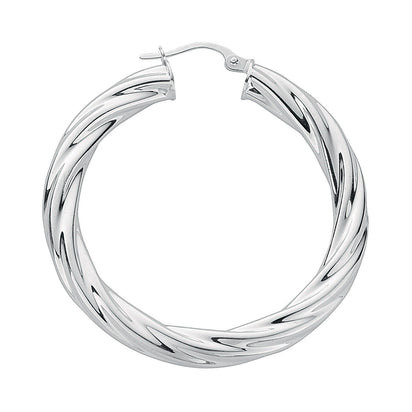 Silver Twisted Hoop Earrings