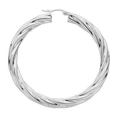 Silver Twisted Hoop Earrings
