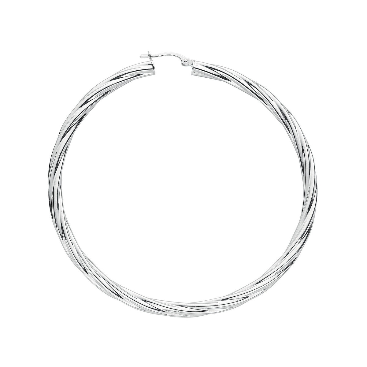 Silver Twisted Hoop Earrings