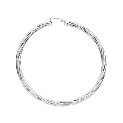 Silver Twisted Hoop Earrings