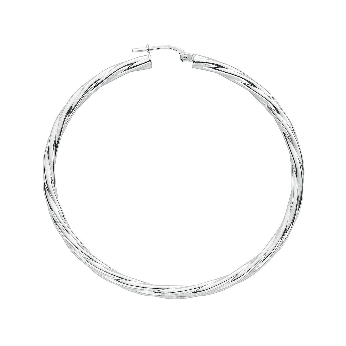 Silver Twisted Large Hoop Earrings