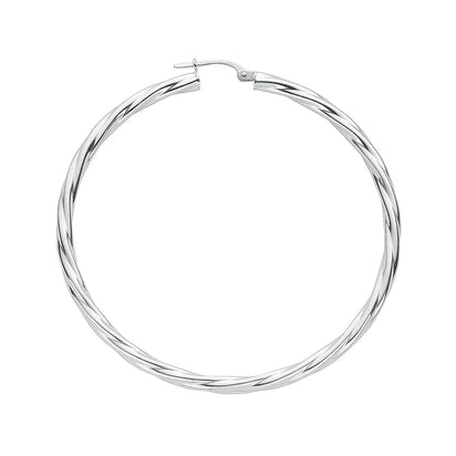 Silver Twisted Large Hoop Earrings
