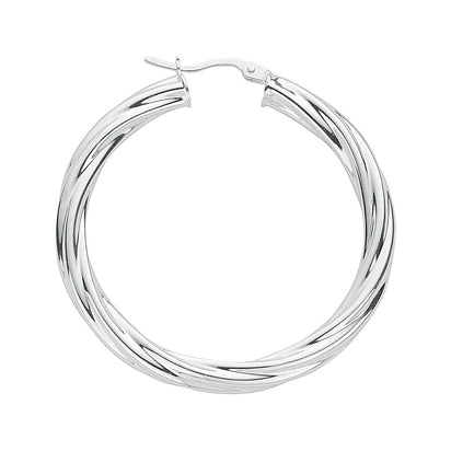 Silver Twisted Hoop Earrings