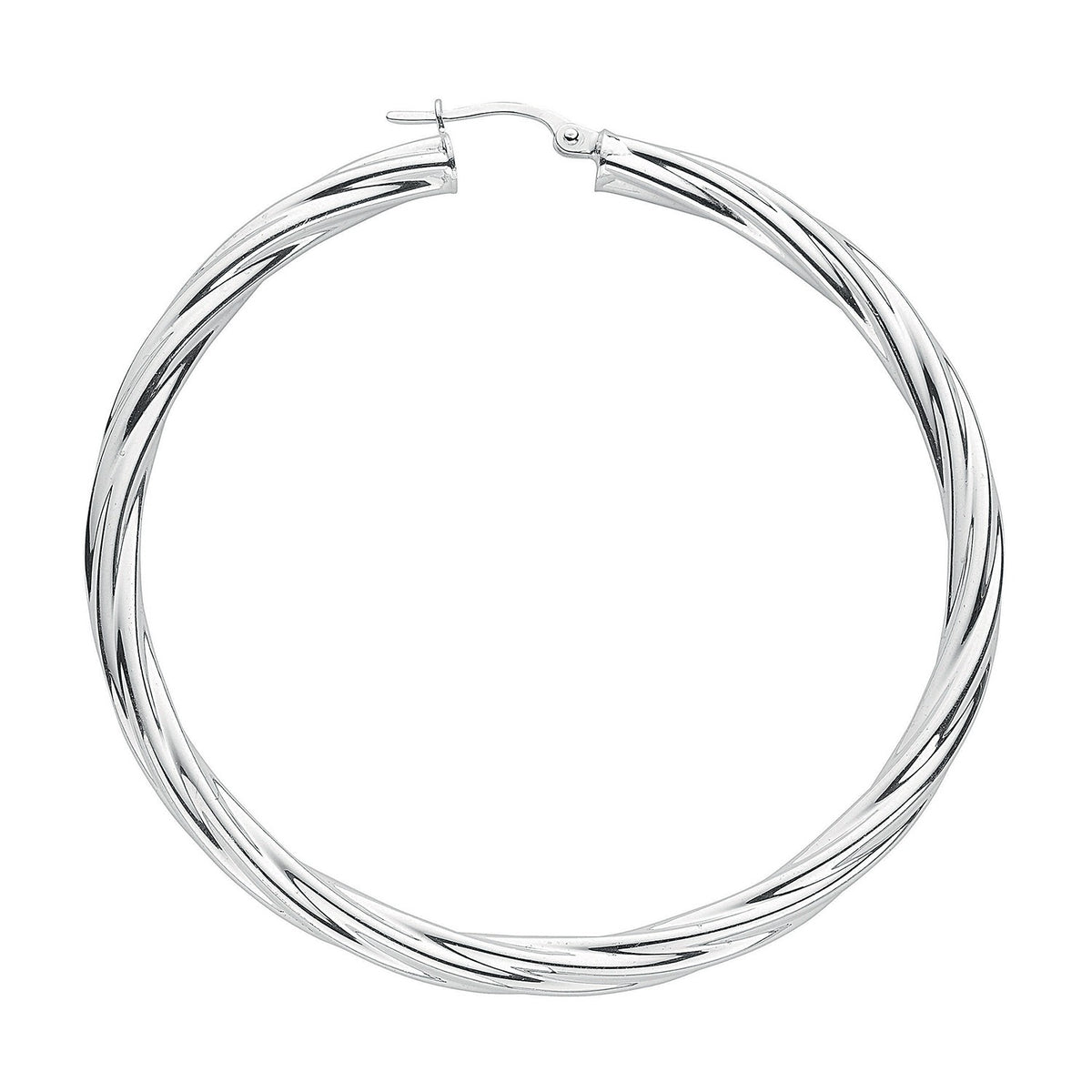 Silver Twisted Hoop Earrings