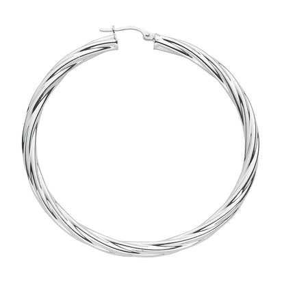 Silver Twisted Hoop Earrings