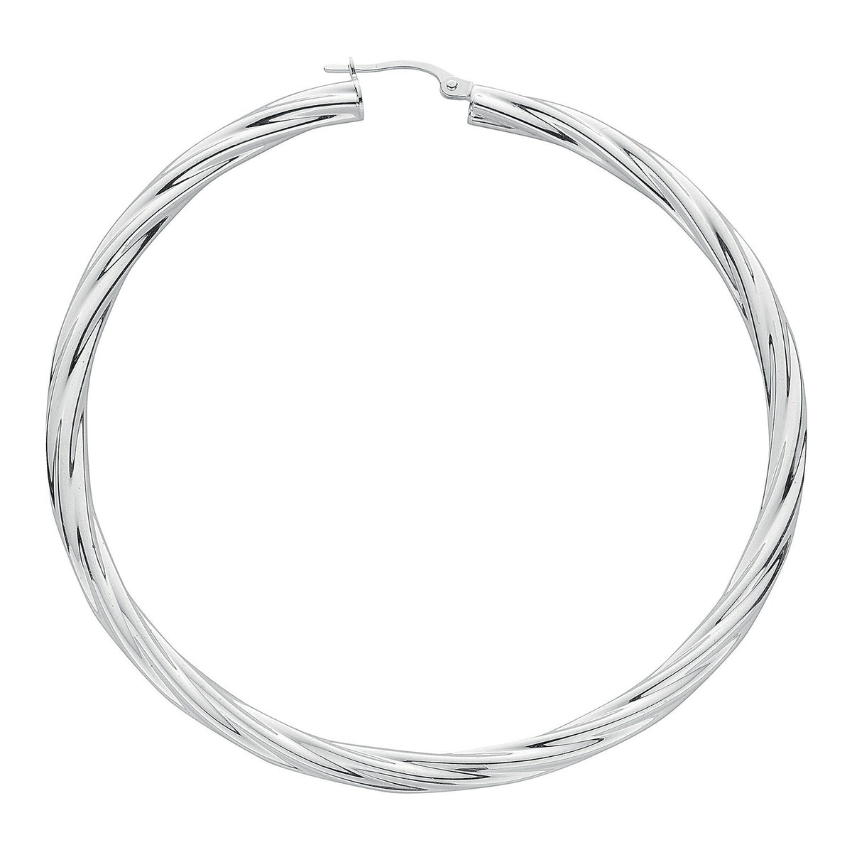 Silver Twisted Hoop Earrings