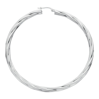 Silver Twisted Hoop Earrings