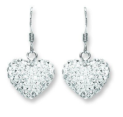 Silver Heart Crystal Drops