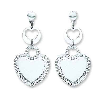 # Silver Heart Drop Earrings