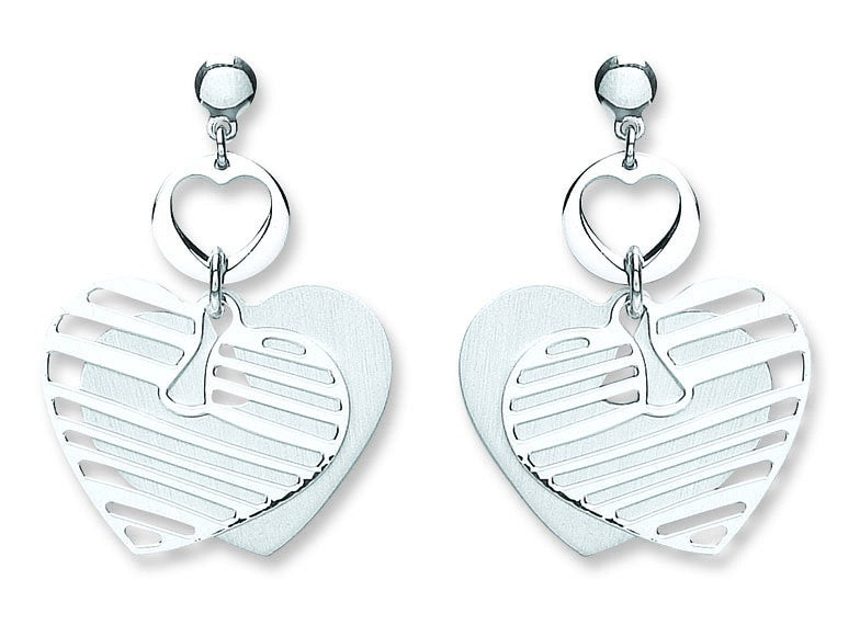 # Silver Filigree Heart Drop Earrings