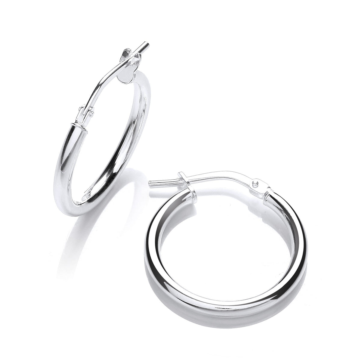 Silver Round Tube Hoop Earrings