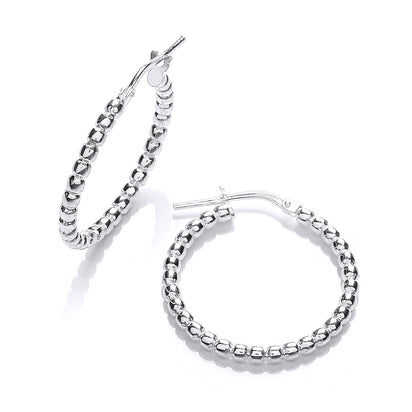 Silver Bead  25mm Hoop Earrings