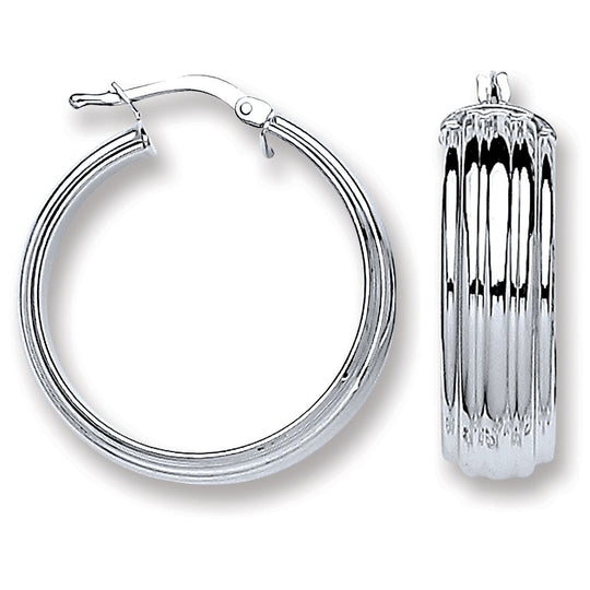 silver textured hoop earrings