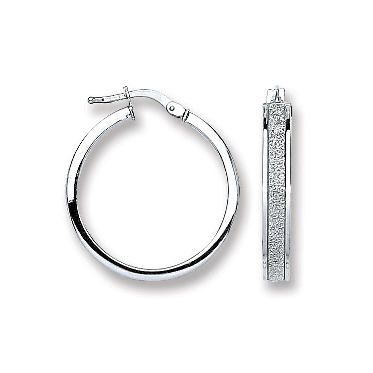 Silver Moondust Round 20mm Hoop Earrings
