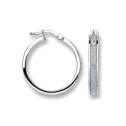 Silver Moondust Round 20mm Hoop Earrings