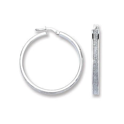 Silver Moondust Round 30mm Hoop Earrings