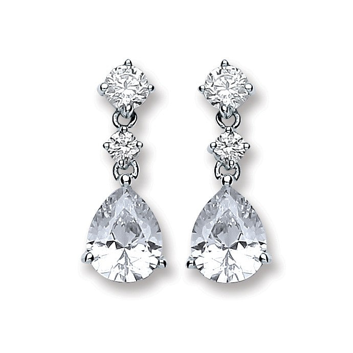 Silver Cz&#39;s Small Tear Drop Earrings