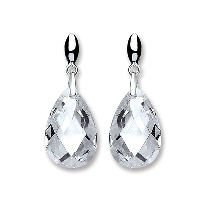 Silver Cz Big Tear Drop Earrings