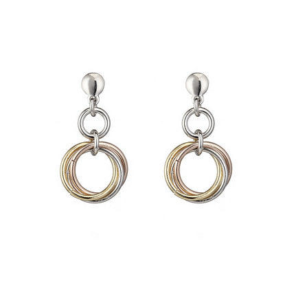 Silver, Rose & Yellow Circle Drop Earrings