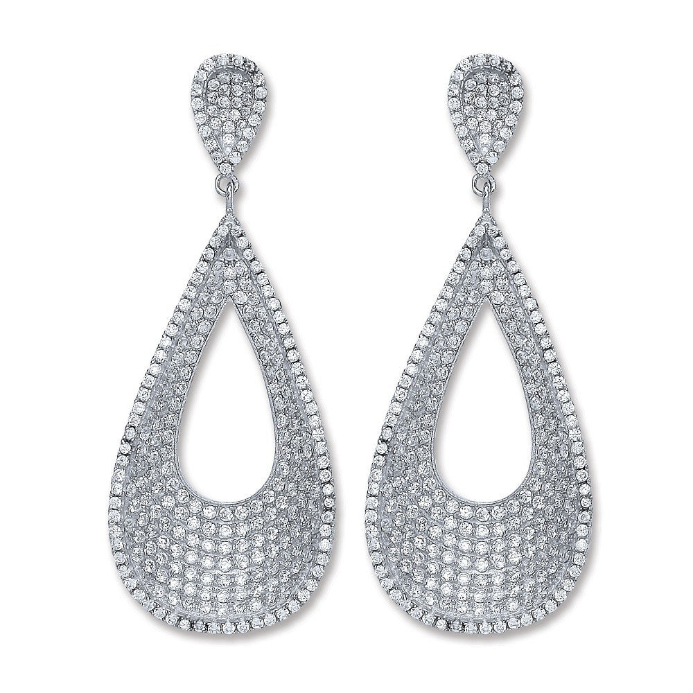 Silver Fancy Oval Drop Earrings