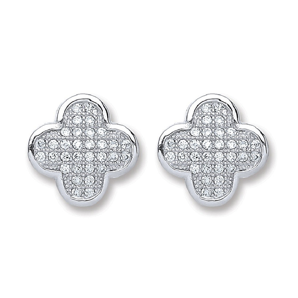 Silver Funcy Cz Stud Earrings