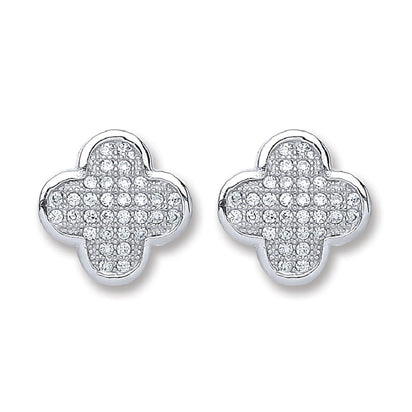 Silver Funcy Cz Stud Earrings