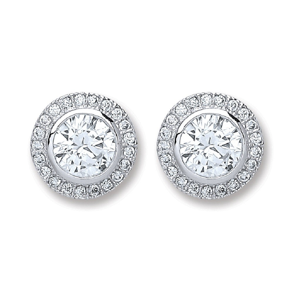 Silver Round Cz Stud Earrings