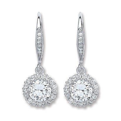 Silver Round Cz Earrings