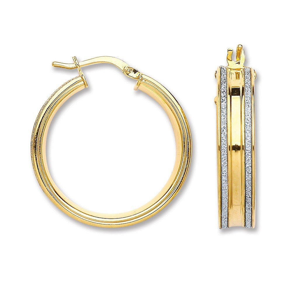 Silver Yellow Coated Moondust Hoop Earrings