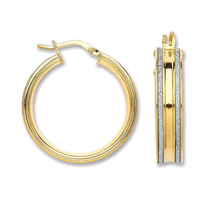 Silver Yellow Coated Moondust Hoop Earrings