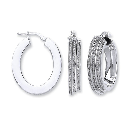 Silver Three Tier Moondust Earrings