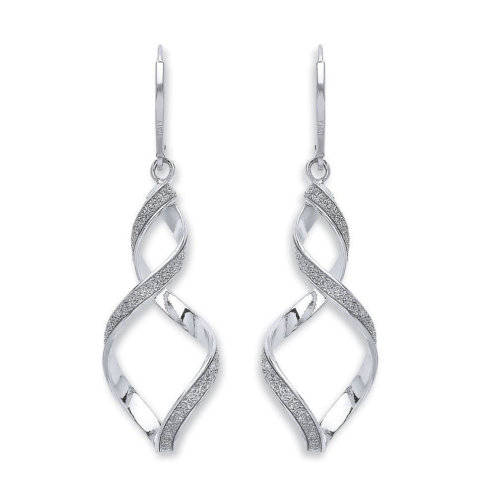 Silver Twist Moondust Drop Earrings