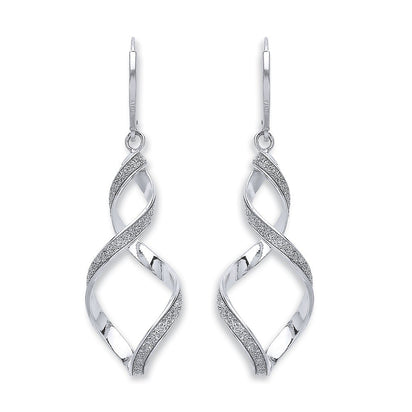 Silver Twist Moondust Drop Earrings