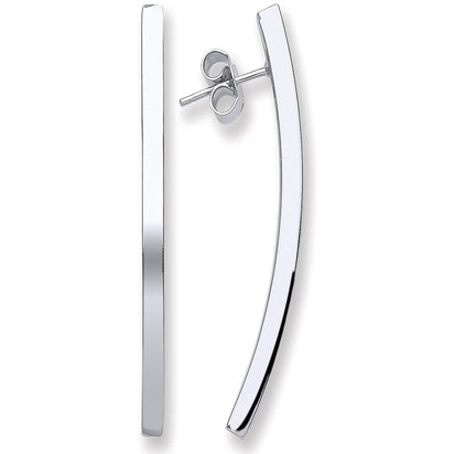 Silver Tube Stud Earrings