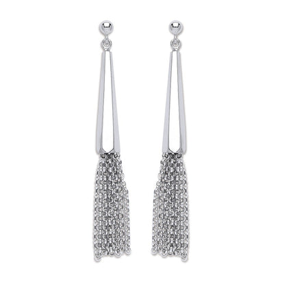 Silver Drop with Tassel Earrings